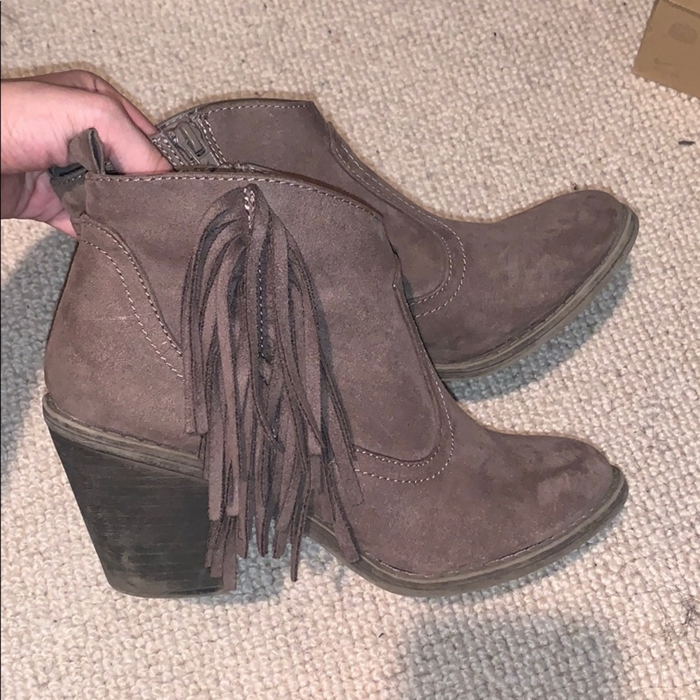 Suede Western Tassel Booties